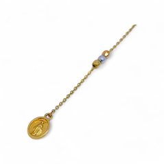 Zlaté náušnice visací "růženec" kombinované 2,40g