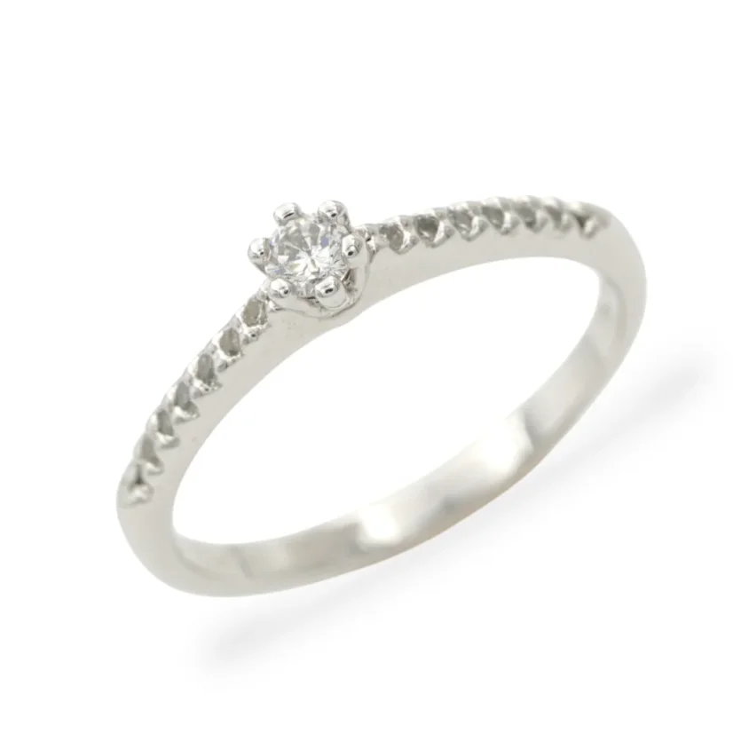 Zásnubní stříbrný prsten osázený zirkony - Velikost: 55