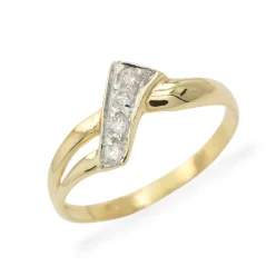 Zlatý prsten s čirými zirkony 1,39g