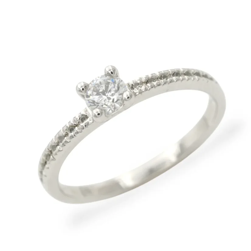 Stříbrný zásnubní prsten se zirkony - Velikost: 53