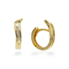 Zlaté náušnice Kruhy 1,2 cm zdobené s kamínky 2,32g