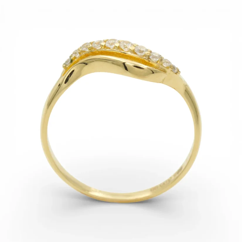 Zlatý prsten ve tvaru vlnky se zirkony 1,90g