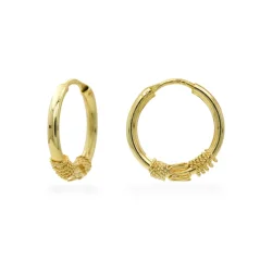 Zlaté náušnice Kruhy 1,1 cm zdobené 1,85g