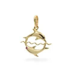 Zlatý přívěsek delfíni s kamínky 1,79g