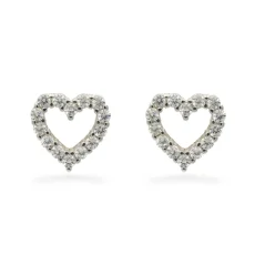 Stříbrné náušnice se srdíčky zdobené zirkony