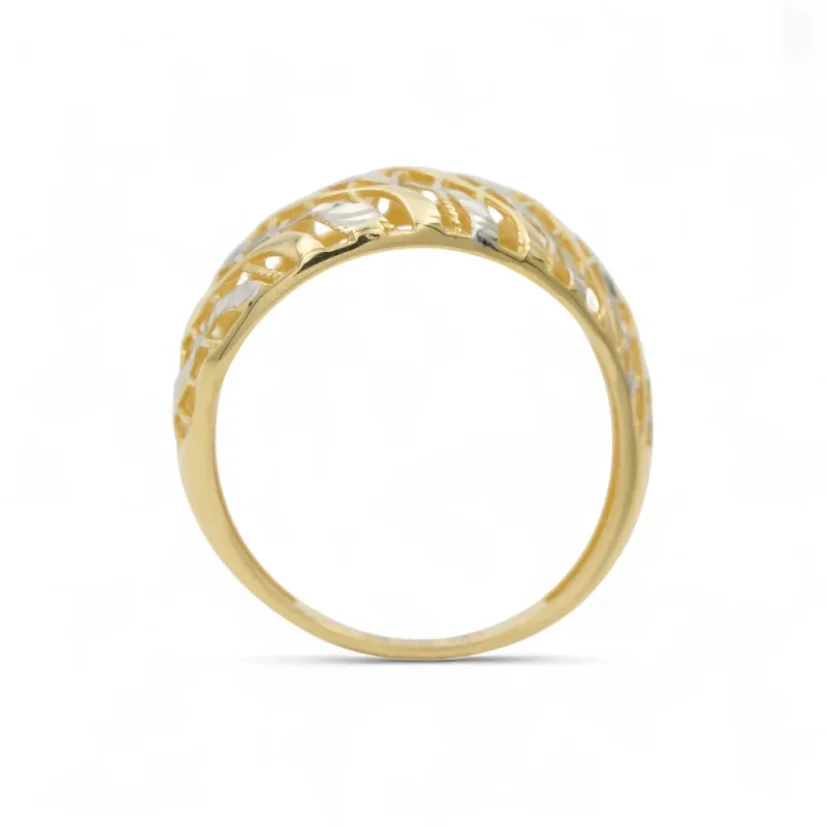 Designový celozlatý prsten kombinovaný - Velikost: 56