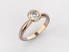 Zásnubní prsten bezel s lab grown briliantem v růžovém zlatě