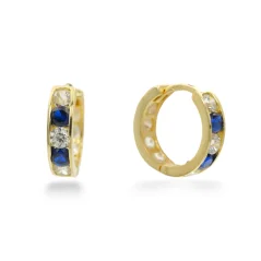 Zlaté kruhové náušnice 1,1cm se Safíry 1,27g