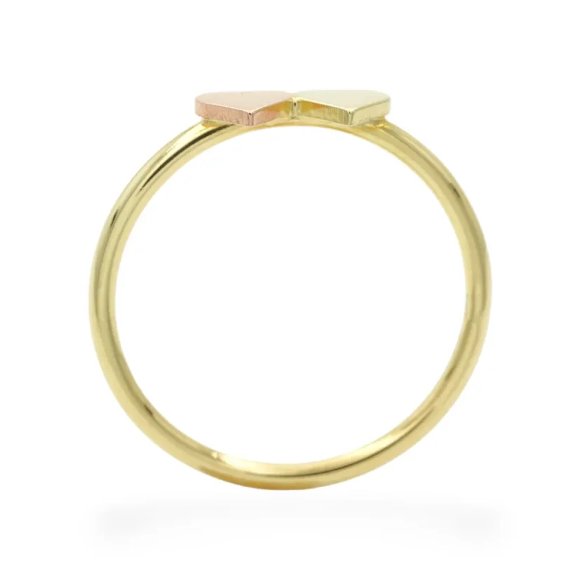 Prsten se srdíčky v kombinovaném zlatě - Velikost / Gramáž: 57 / 1,80g