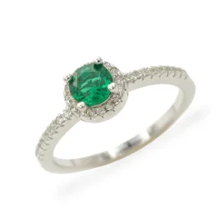 Stříbrný prsten se zirkony Smaragd