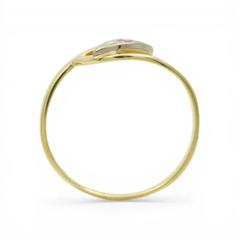 Zlatý prsten s růžovým zirkonem 1,72g