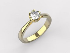 Zlatý zásnubní prsten s přírodním diamantem žluté zlato