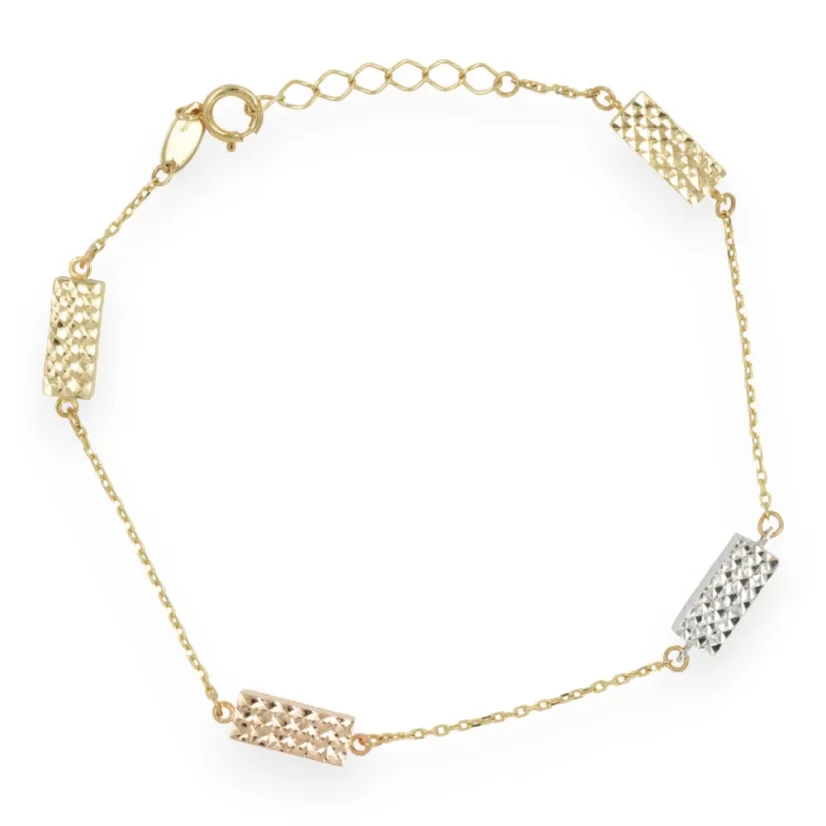 Zlatý náramek kombinovaný gravírovaný 17-19cm 1,83g