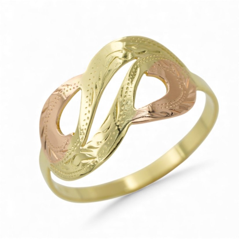 Zlatý kombinovaný vintage prsten nekonečno 1,66g