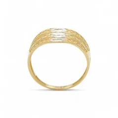 Zlatý prsten kombinovaný trojitý se Srdíčky