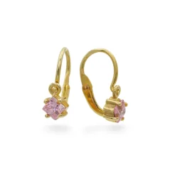 Zlaté dětské náušnice s růžovými zirkony 0,94g