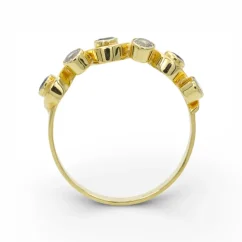 Designový zlatý prsten s modrými a čirými zirkony 2,44g