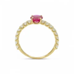 Zlatý prsten s rubínem a zirkony