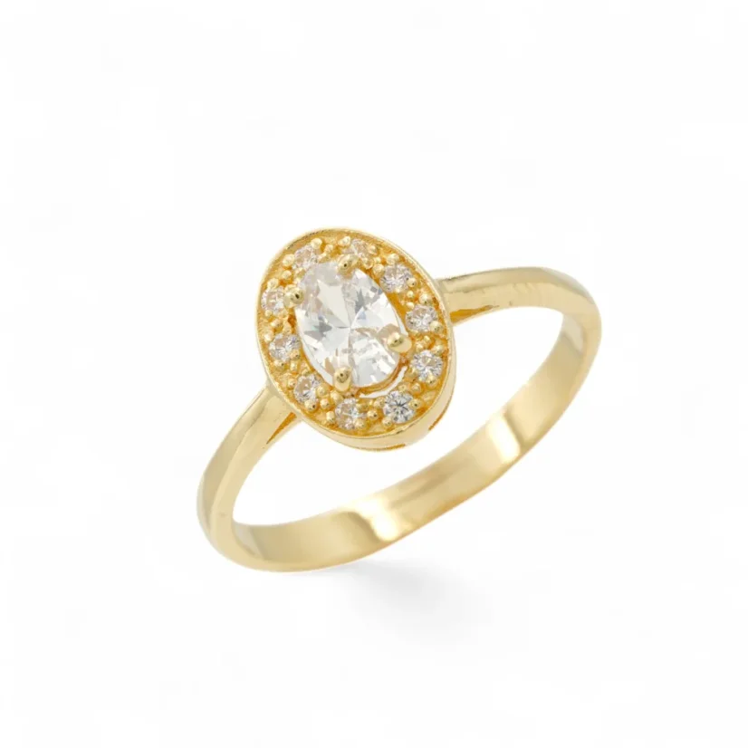 Oválný prsten s čirými zirkony 2,52g