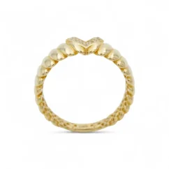 Designový zlatý prsten se zirkony