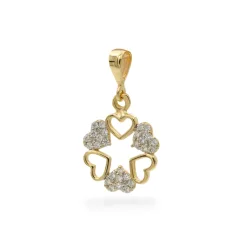 Zlatý přívěsek srdíčka s čirými zirkony 1,32g