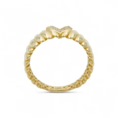 Designový zlatý prsten se zirkony