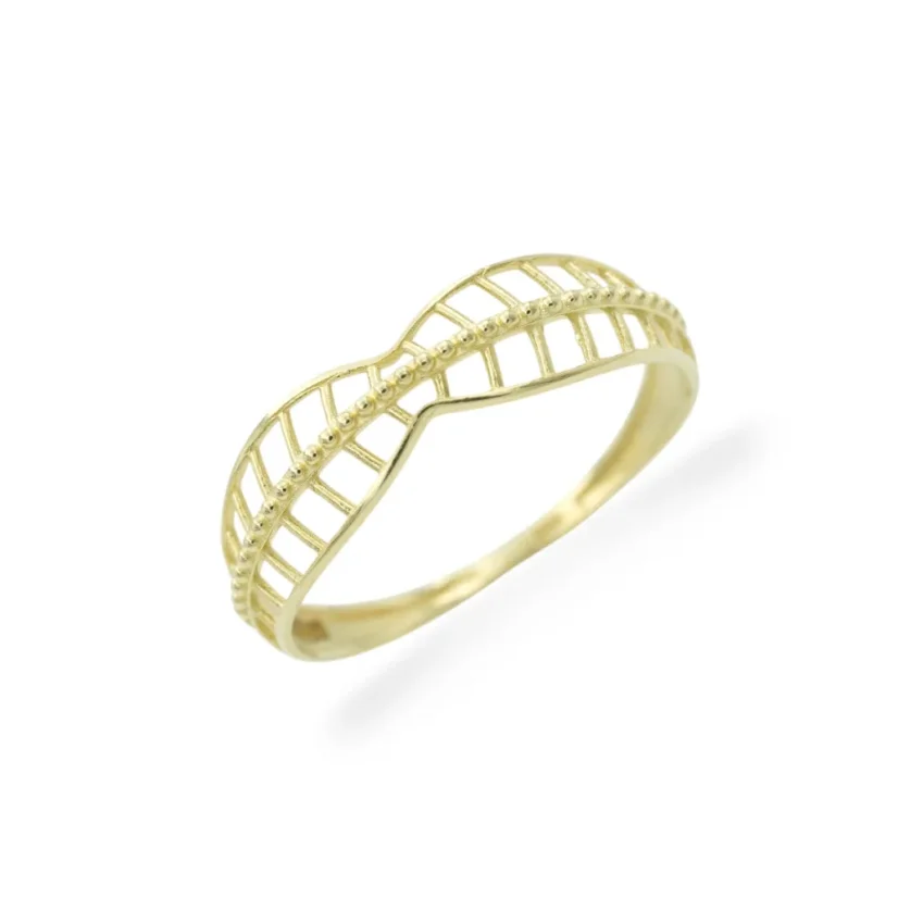 Celozlatý prsten s moderním vzorem
